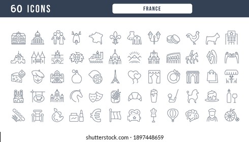France. Collection of perfectly thin icons for web design, app, and the most modern projects. The kit of signs for category Countries and Cities.