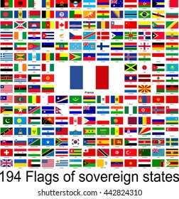 France, collection of vector images of flags of the world