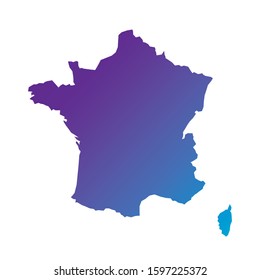 France colorful vector map silhouette