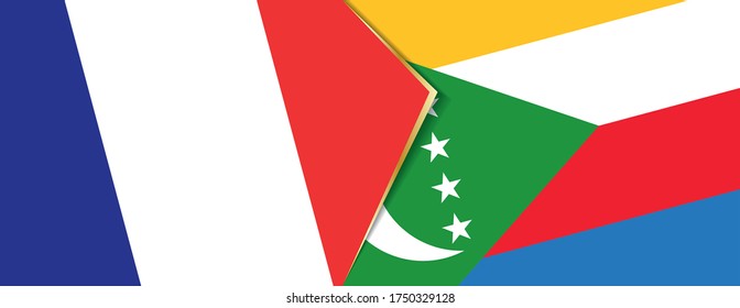 France and Comoros flags, two vector flags symbol of relationship or confrontation.