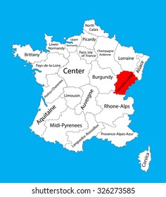 France Comte map vector, French Comte map. France map vector.