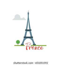 France concept. Eiffel tower with text travel vacation concept isolated