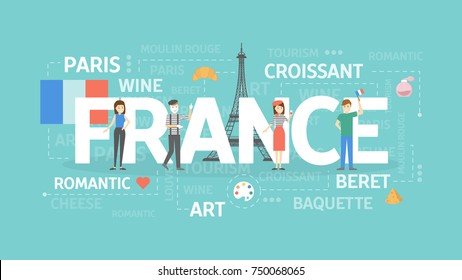 France concept illustration. Idea of Europe, romance and Paris.