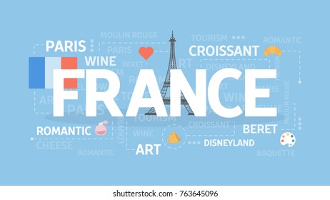 France concept illustration. Idea of european culture and architecture.