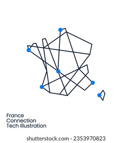 france Connection Tech Technology Geometric Polygonal Logo Vector Icon Illustration