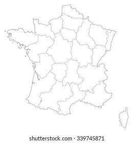 France contour map. Administrative division