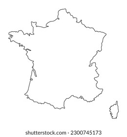 francia contorno fondo del mapa con estados. mapa de contorno de francia aislado en fondo blanco. Ilustración del vector