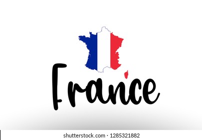 France country big text with flag inside map suitable for a logo icon design