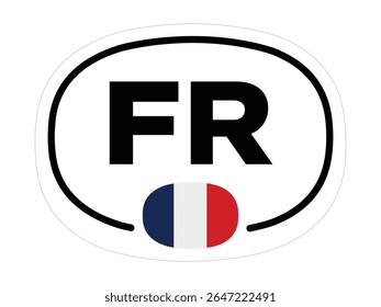 France Country Code Sticker – Oval FR with Tricolor National Flag – High Quality Vectorial Stock Image