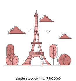 France country design template. Linear Flat famous historic sight. cartoon style web site vector illustration. World travel and show place in Europe
