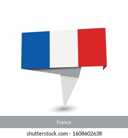 France Country Flag. Folded Ribbon Banner Flag. Flat Flag Vector Illustration.