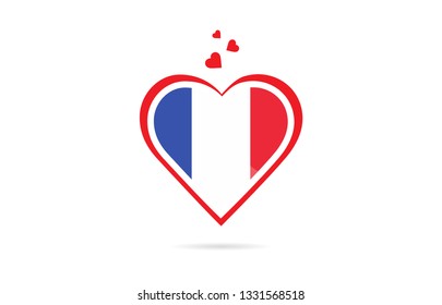 France country flag inside love heart  design suitable for a logo icon design