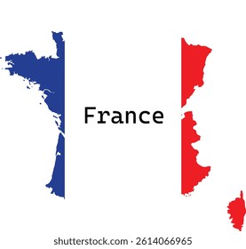 France Country Flag And Map Vector Art Design