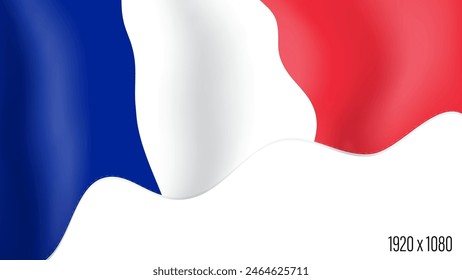 France country flag realistic independence day background. French commonwealth banner in motion waving, fluttering in wind. Festive patriotic HD format template for independence day