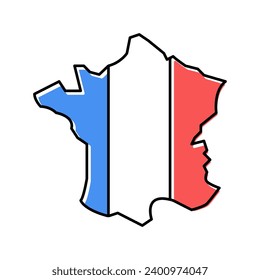 vector de icono de color del indicador de mapa de país de francia. signo de la bandera del mapa del país de francia. ilustración de símbolo aislado