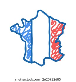 france country map flag doodle icon sketch vector. france country map flag sign. isolated symbol illustration