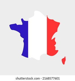 France Country Map Flag. Vector National Symbol.