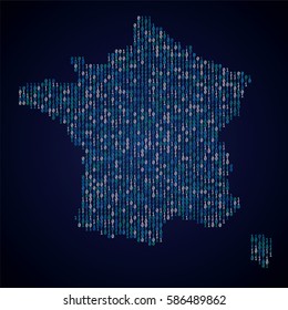 France country map made from binary code numbers. 
