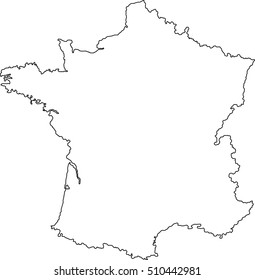 France Country Map Outline Graphic Vector Style 
