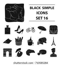 France country set icons in black style. Big collection of France country vector symbol stock illustration
