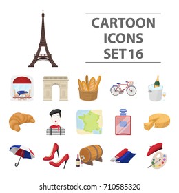 France country set icons in cartoon style. Big collection of France country vector symbol stock illustration