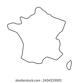 Frankreich vereinfachte Landkarte. Dünne schwarze Kontur. Einfaches Vektorsymbol