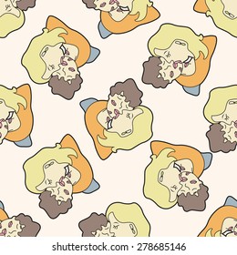 France couple, cartoon seamless pattern background