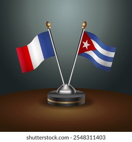 A tabela França e Cuba sinaliza a relação com o plano de fundo gradiente. Ilustração de vetor