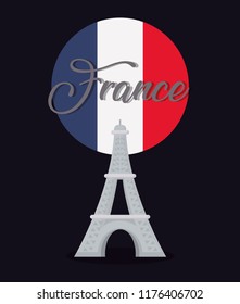 france culture card with flag and eiffel tower