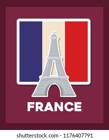 france culture card with flag and eiffel tower