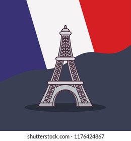 france culture card with flag and eiffel tower