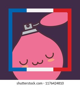 france culture card with flag and fragrance kawaii