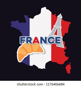 france culture card with flag and map