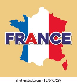 france culture card with flag and map