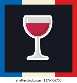 france culture card with flag and wine cup