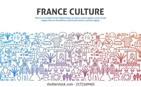 France Culture Outline Concept. Vector Illustration of Line Design.