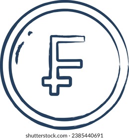France currency hand drawn vector illustration