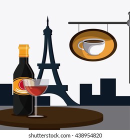 France design. coffee shop.  Eiffel tower landmark. vector graph