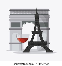 France design. eiffel tower and arch of trumph. vector graphic