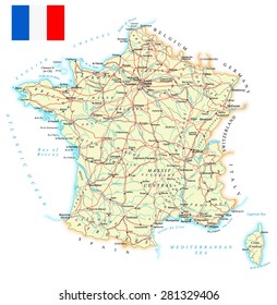 France Detailed Map Illustration Stock Vector (royalty Free) 281329406 