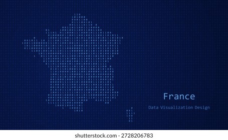 France Digital map formed with ones and zeroes for data visualization design