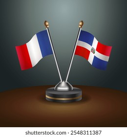 A tabela França e República Dominicana sinaliza a relação com o plano de fundo do gradiente. Ilustração de vetor