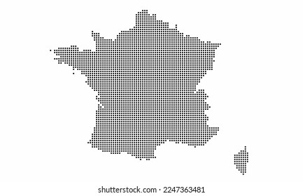 France dotted map with grunge texture in dot style. Abstract vector illustration of a country map with halftone effect for infographic. 