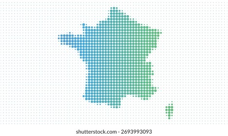 Francia mapa punteado en estilo moderno de semitono, Ilustración vectorial sobre fondo blanco