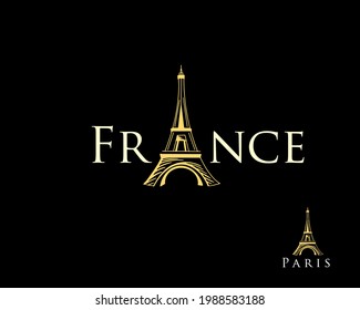 France eiffel elegant logo design template illustration