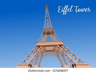France Eiffel Tower 3d vector