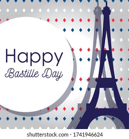 france eiffel tower and circle design, Happy bastille day and french theme Vector illustration