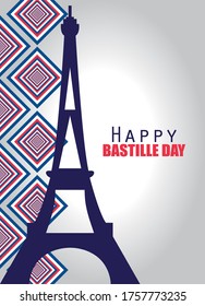 france eiffel tower design, Happy bastille day and french theme Vector illustration