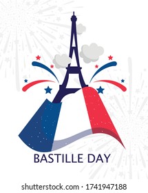 france eiffel tower and flag design, Happy bastille day and french theme Vector illustration