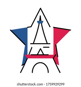 france eiffel tower inside star line and fill style icon design, Bastille day and french theme Vector illustration